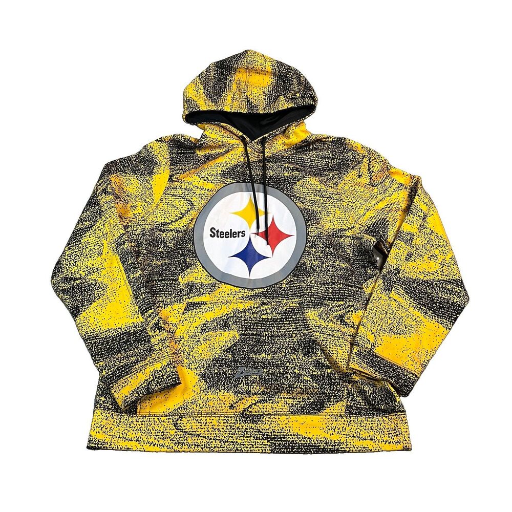 NFL Team Apparel Pittsburgh Steelers Football Yellow Black Hoodie Mens Size M